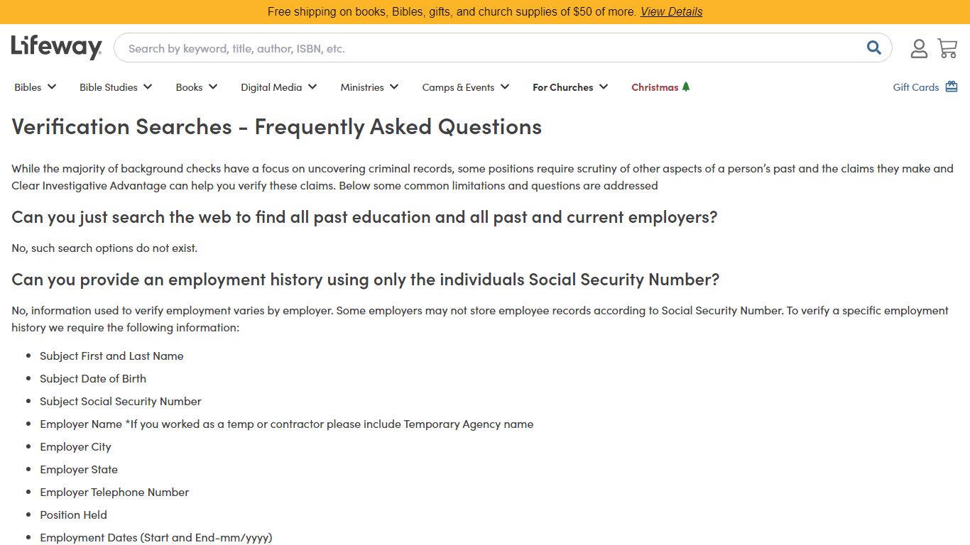 Background Checks - Verification Searches | Lifeway