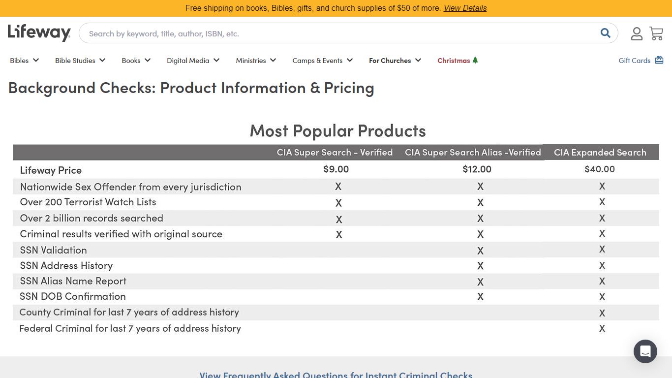 Background Checks for Churches Pricing | Lifeway One Source